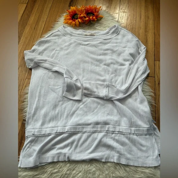 We The Free oversized waffle knit thermal long sleeve top - Picture 2 of 6